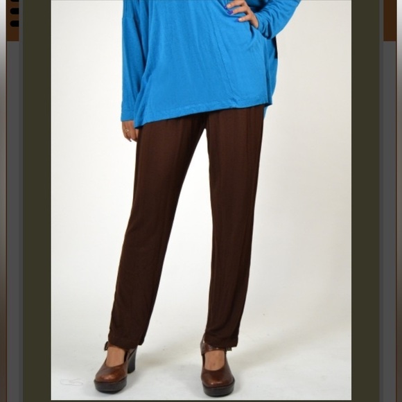 Bryn Walker Long Sunday Full Length Simple Knit Lagen Look Pants in Brown - Picture 1 of 7